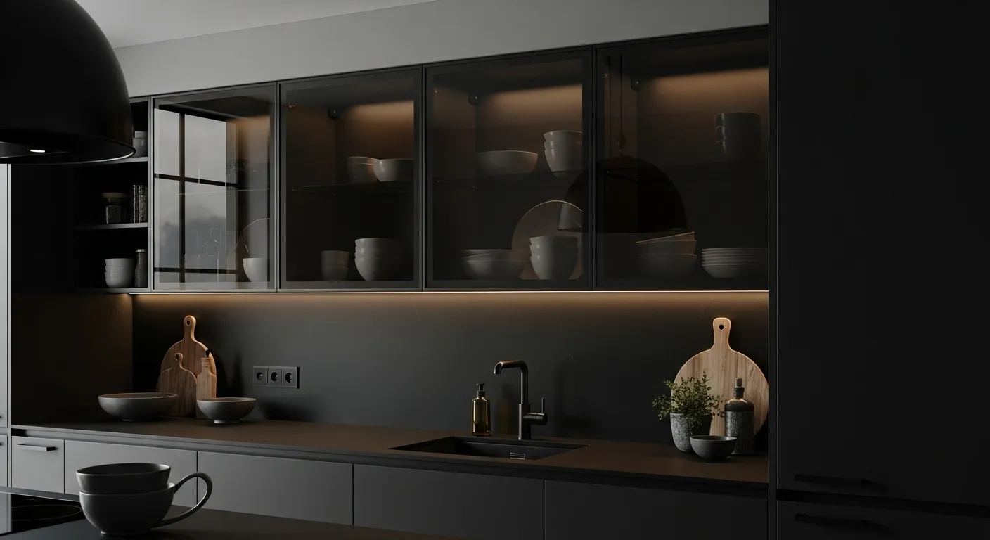 Smoky Glass Cabinets