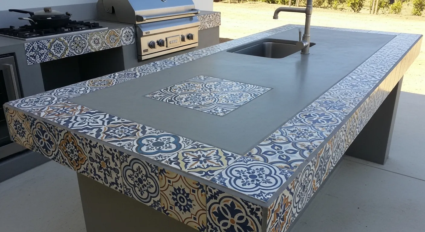 Concrete With Tile Inlay