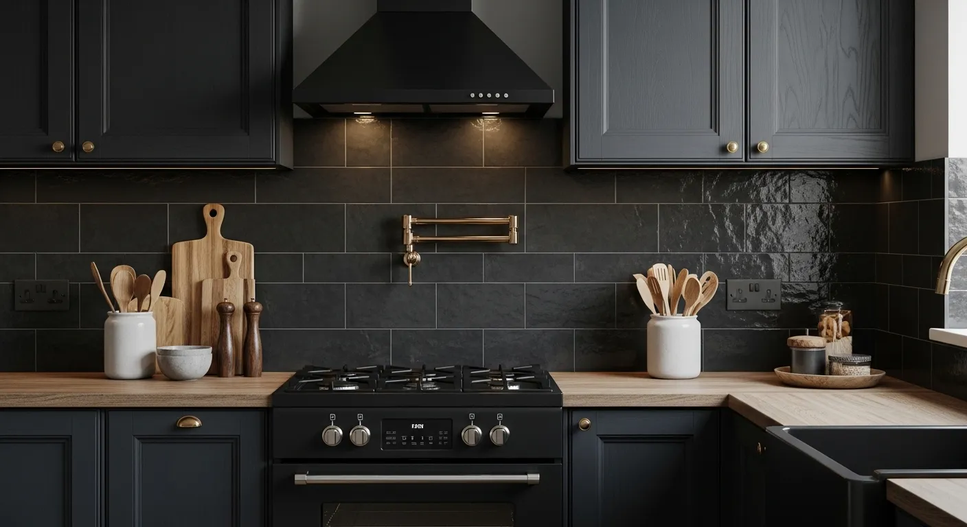 Dark Tile Backsplash