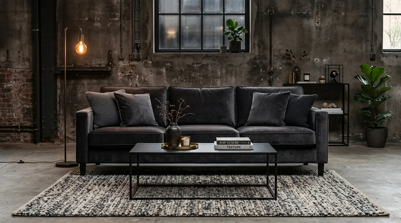 Charcoal Velvet Sofa