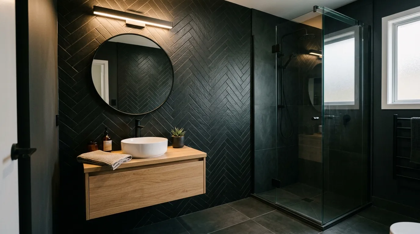 Black Herringbone Tiles