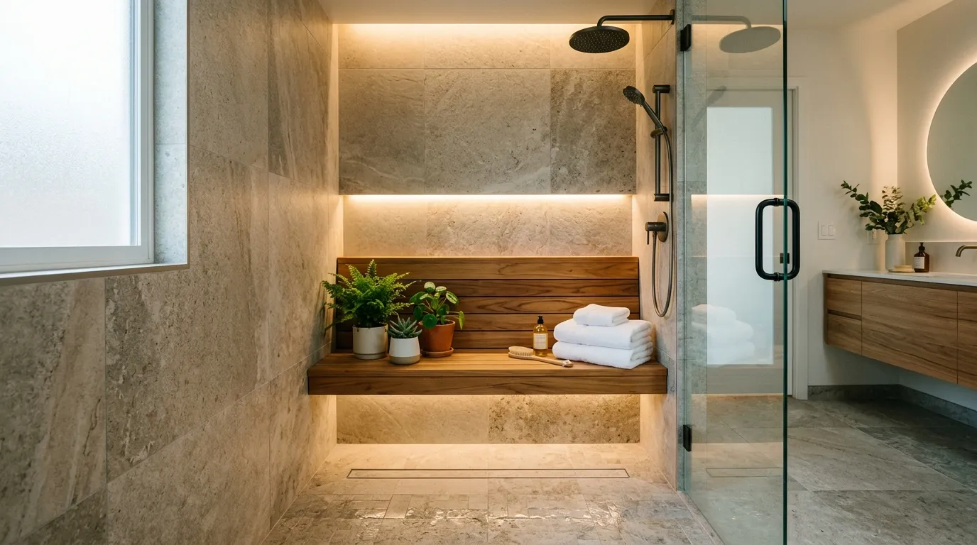 Shower Bench Greenery