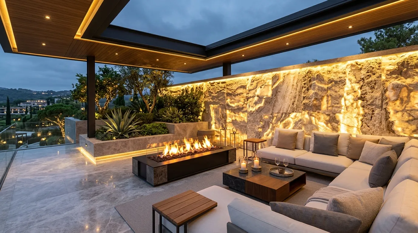 Backlit Stone Walls