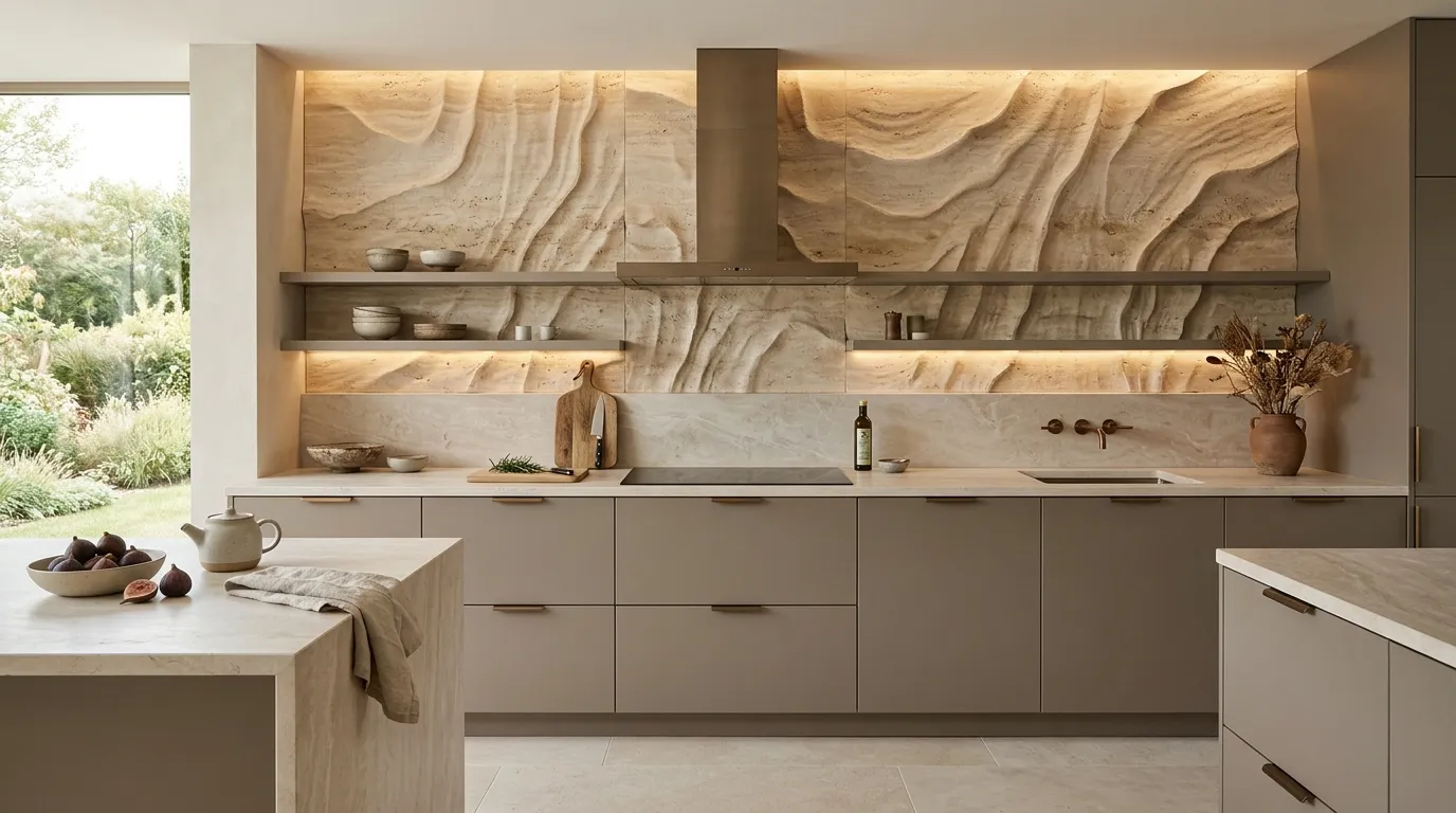 Sculpted Travertine Walls