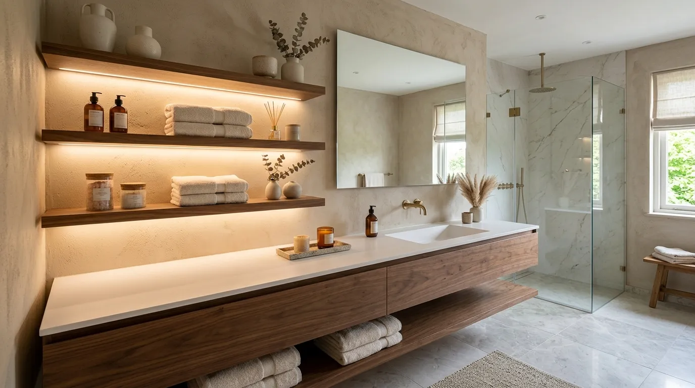 Backlit Floating Shelves