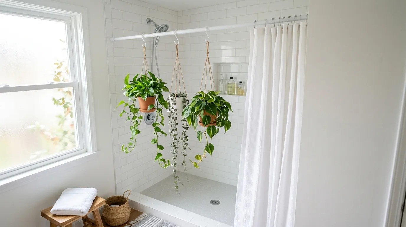 Hanging Shower Rod Plants