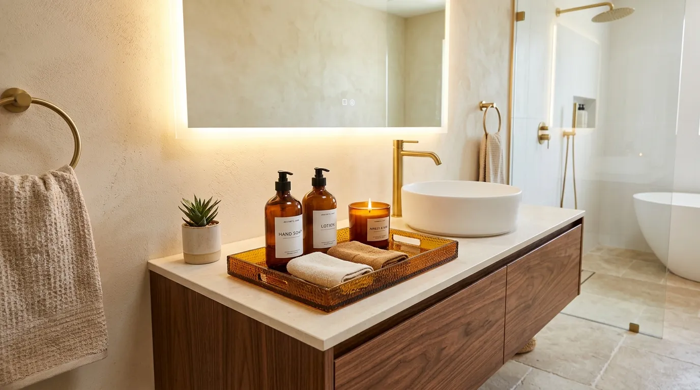 Amber Glass Vanity Tray