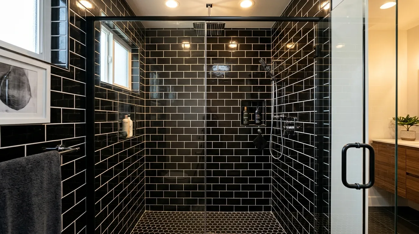 Black Subway Tile Shower