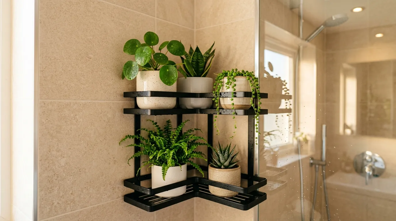 Corner Shower Shelf Plants