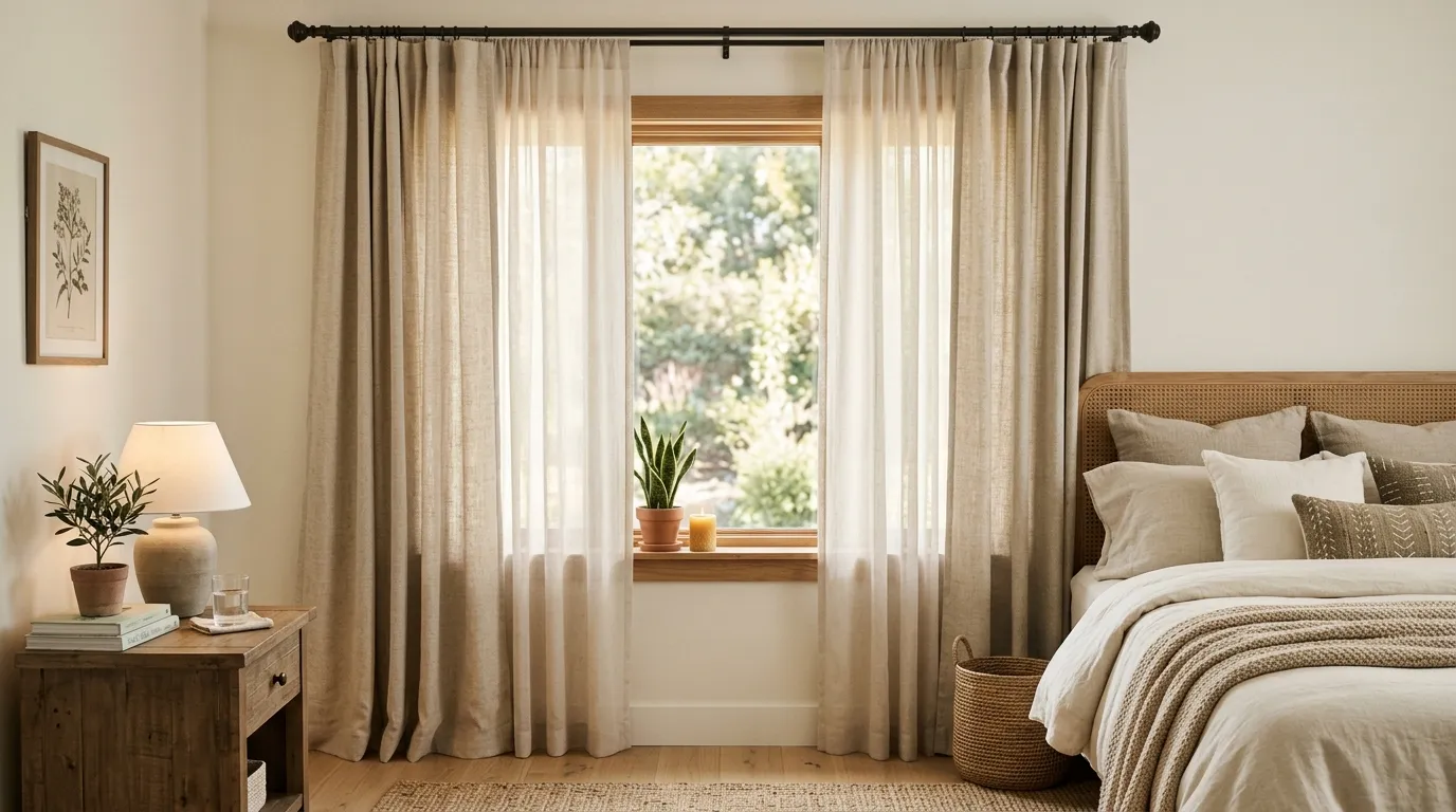Neutral Layered Curtains