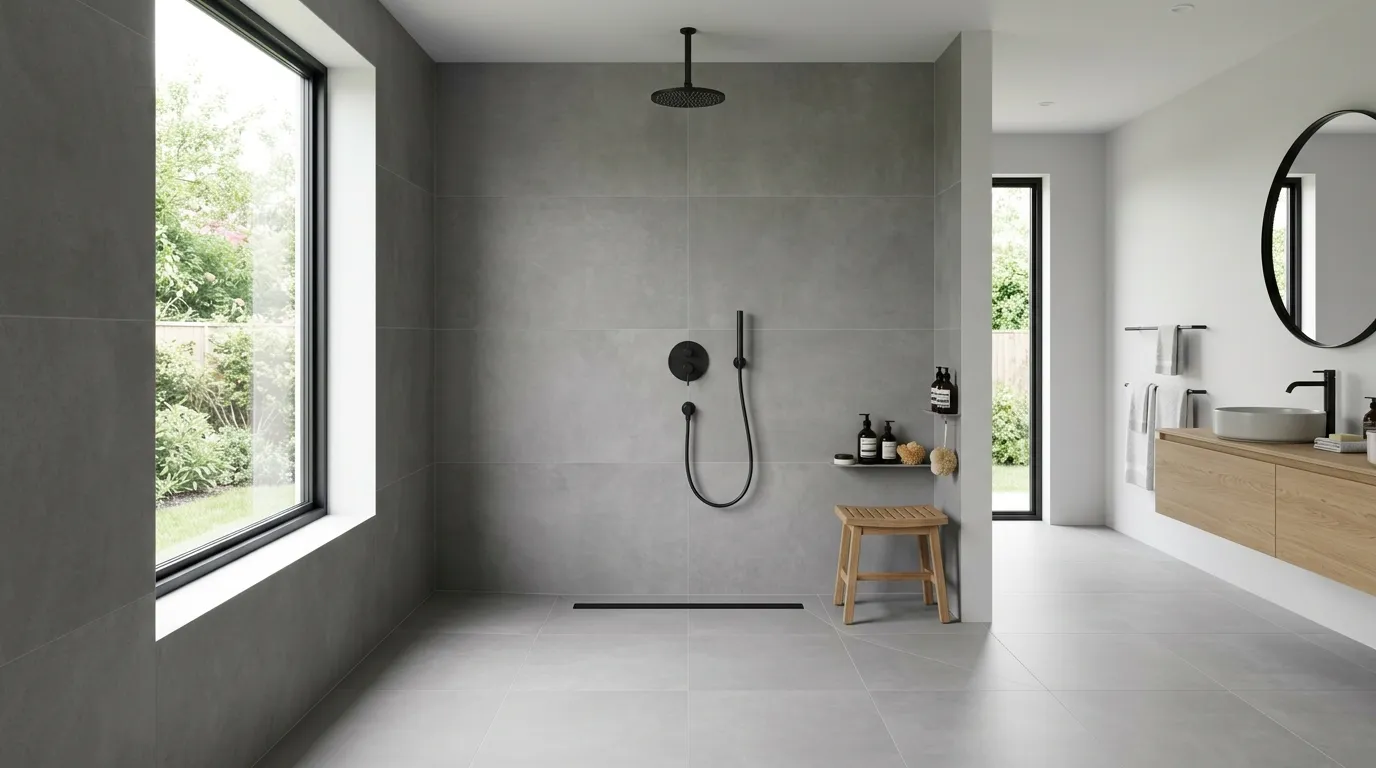 Black Open Shower Layout