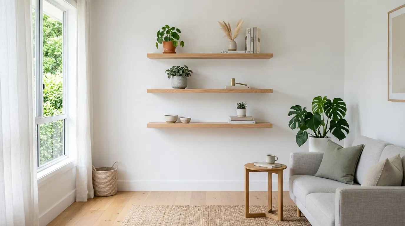 Floating Wood Shelves