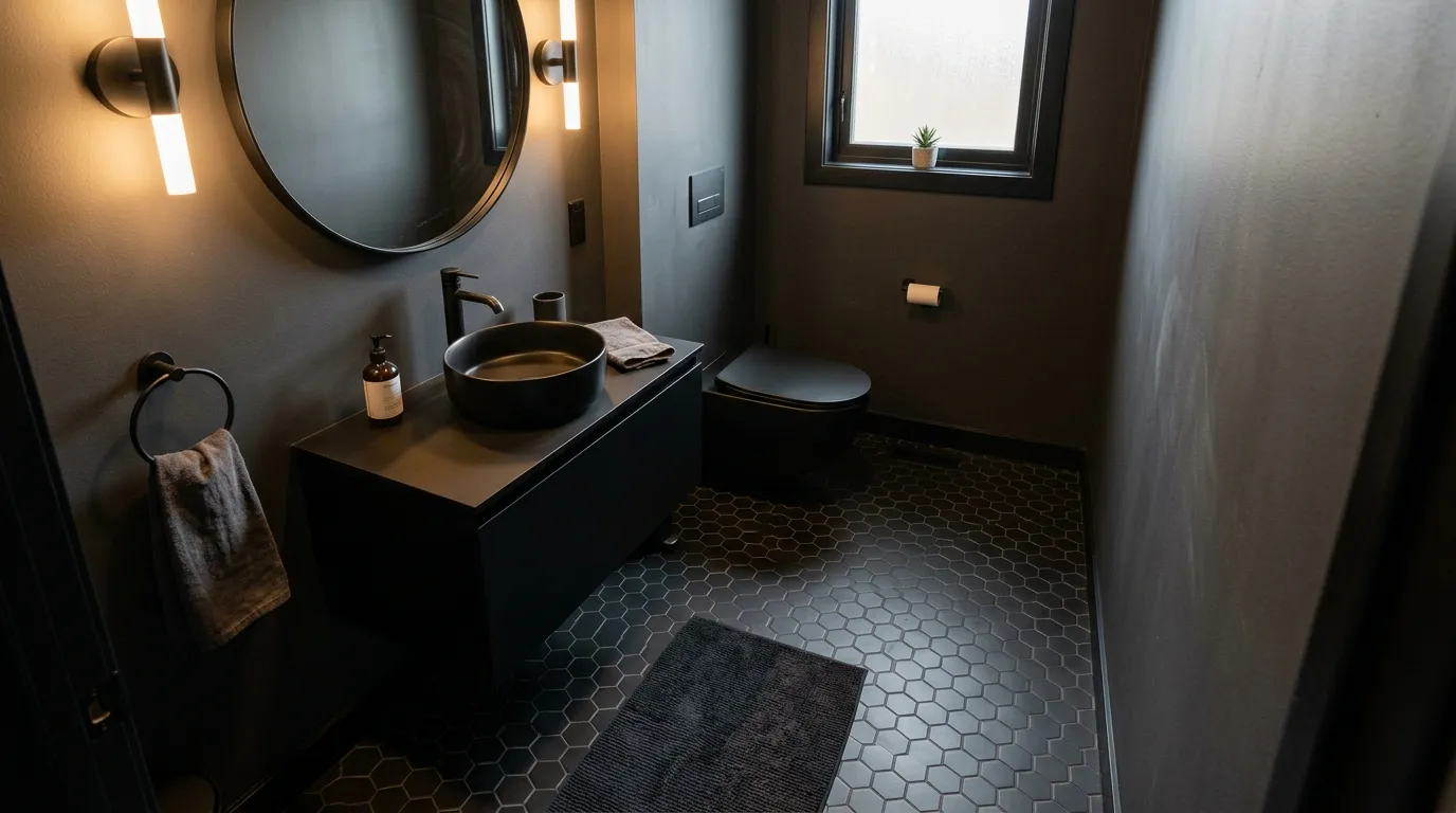 Black Hex Tile Floor