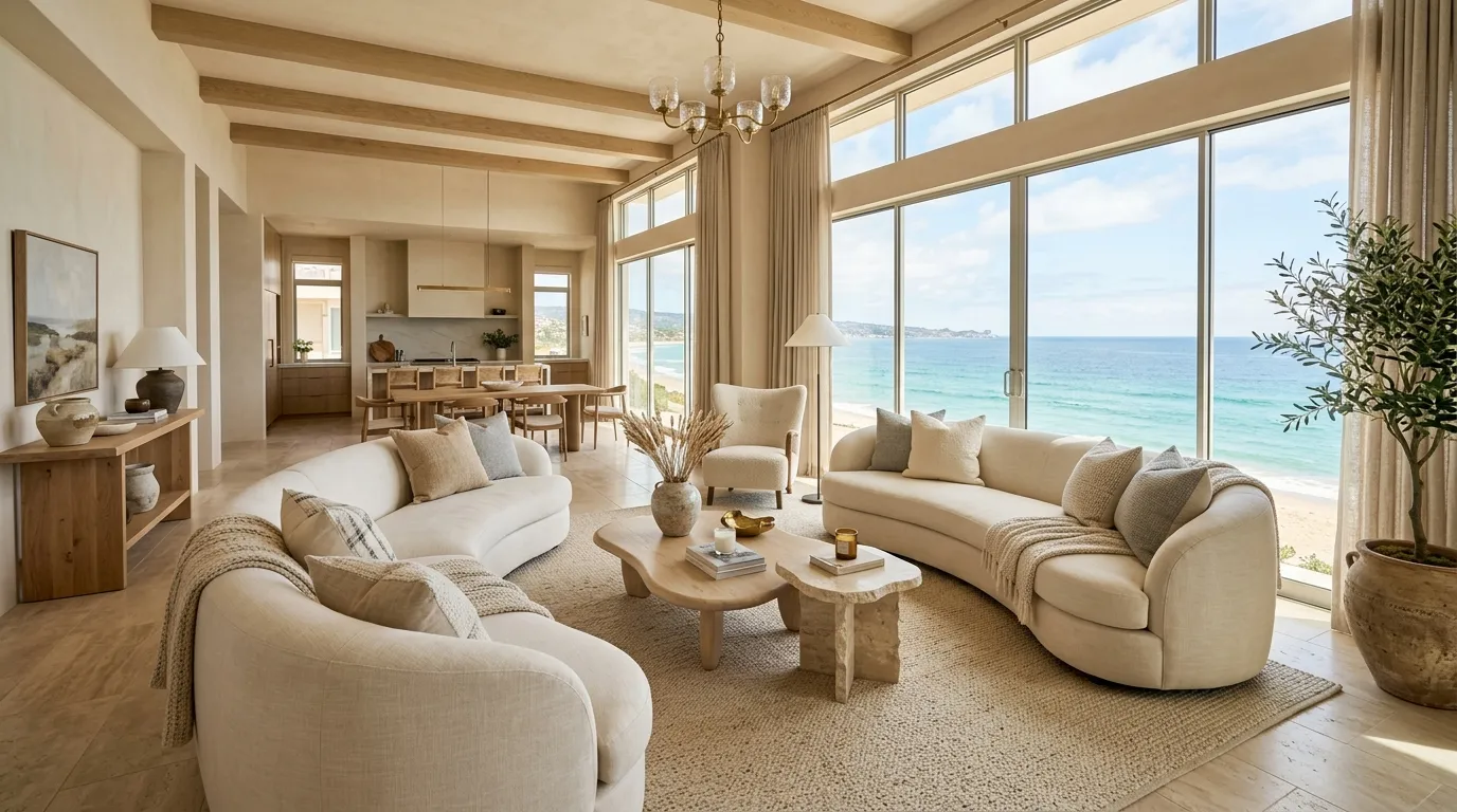 Curved Linen Seating