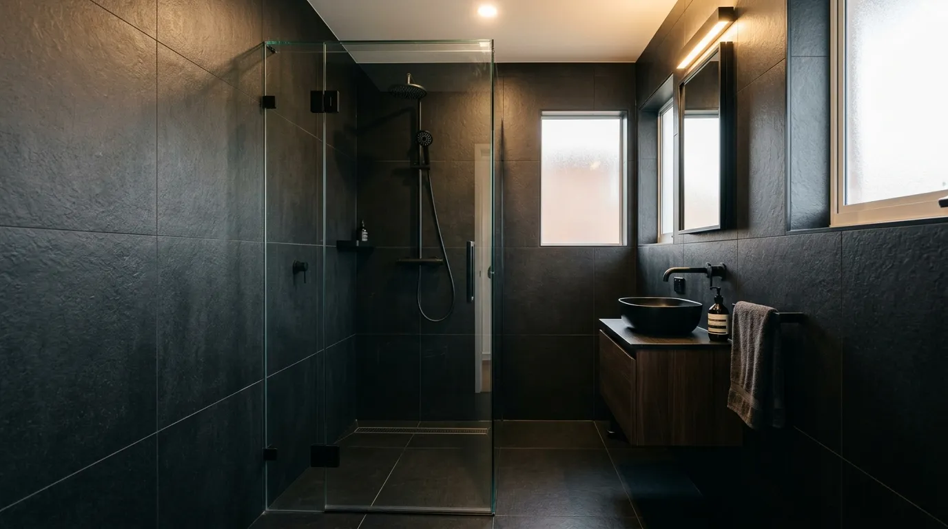 Frameless Black Shower