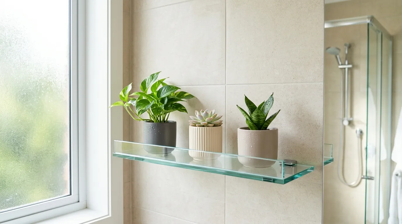 Minimalist Glass Shelf Greens