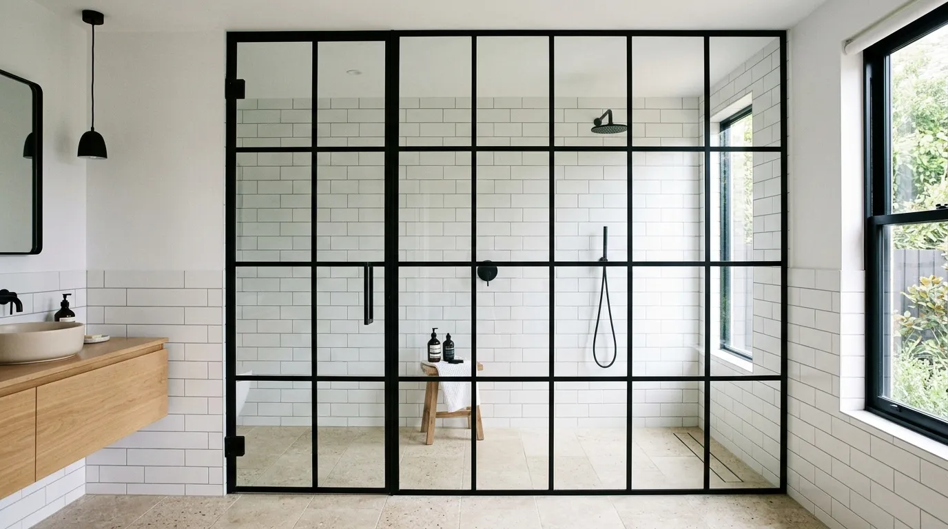 Black Grid Shower Doors