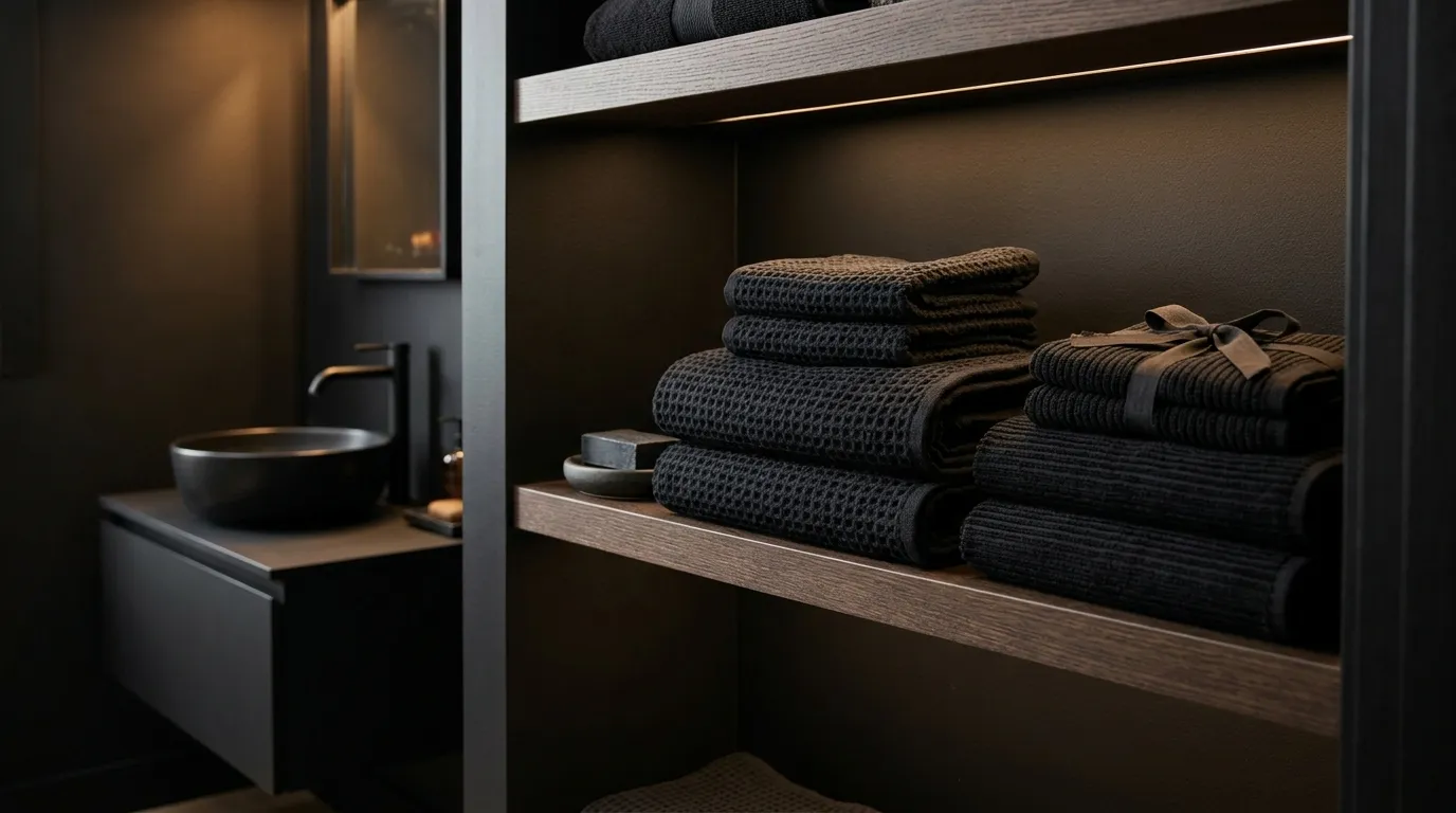 Textured Black Towels