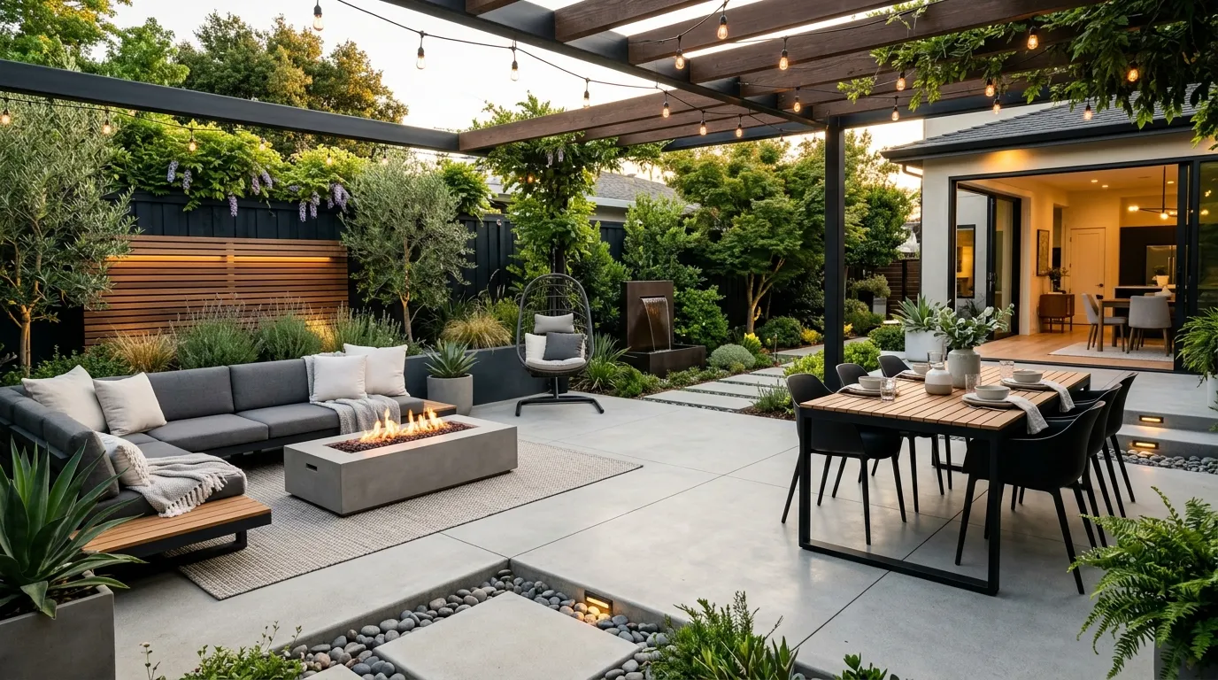concrete backyard patio designs